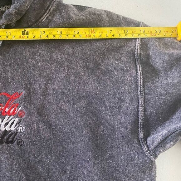 COCA COLA Men’s Distressed Charcoal Hoodie Size S - Picture 5 of 7